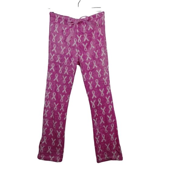 Hotel Spa Pink Lounge Pajama Pants Women Size S Breast Cancer Awareness NEW FLAW - Picture 1 of 12